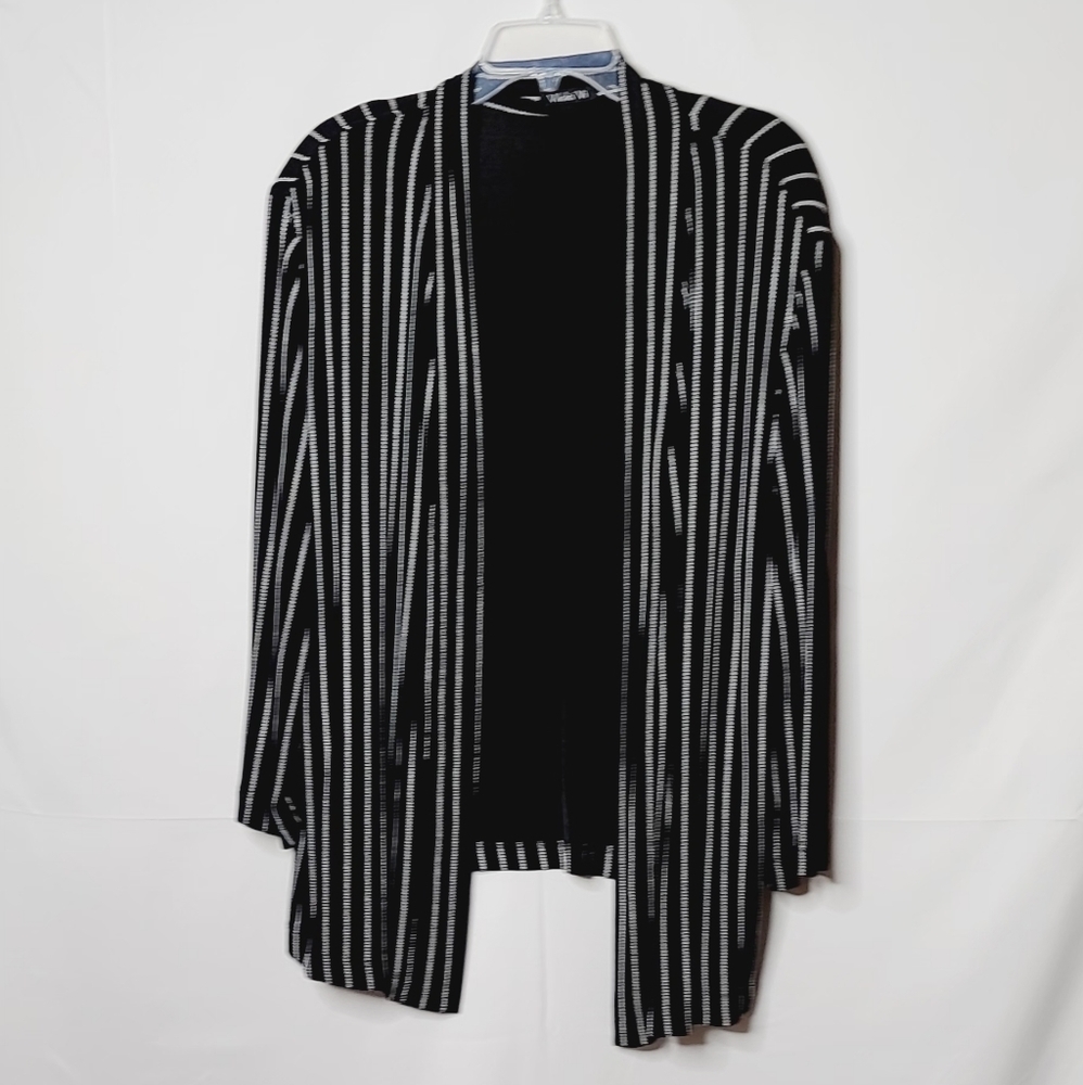 Vicki Vi open pin striped cardigan festive winter warm fancy sz Lg